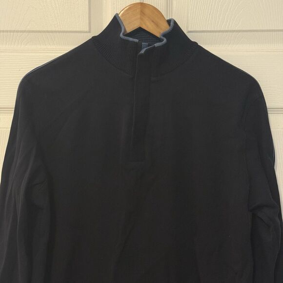 Hugo Boss Piceno 01 Mock Neck Snap Sweater Dark Navy Cotton Regular Fit M - Picture 3 of 9